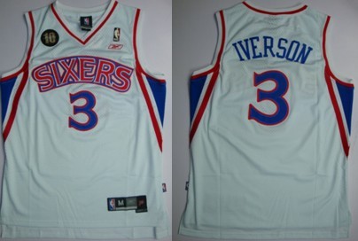Philadelphia 76ers #3 Allen Iverson White 10TH Swingman Jersey - Zenithce