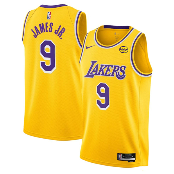 Los Angeles Lakers #9 Bronny James Jr. Yellow 2024 Draft Icon Edition Stitched Jersey - Zenithce