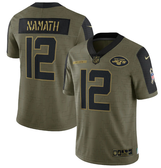 New York Jets #12 Joe Namath 2021 Olive Salute To Service Limited Stitched Jersey - Zenithce