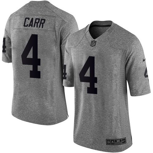 Raiders #4 Derek Carr Gray Stitched Limited Gridiron Gray Nike Jersey - Zenithce