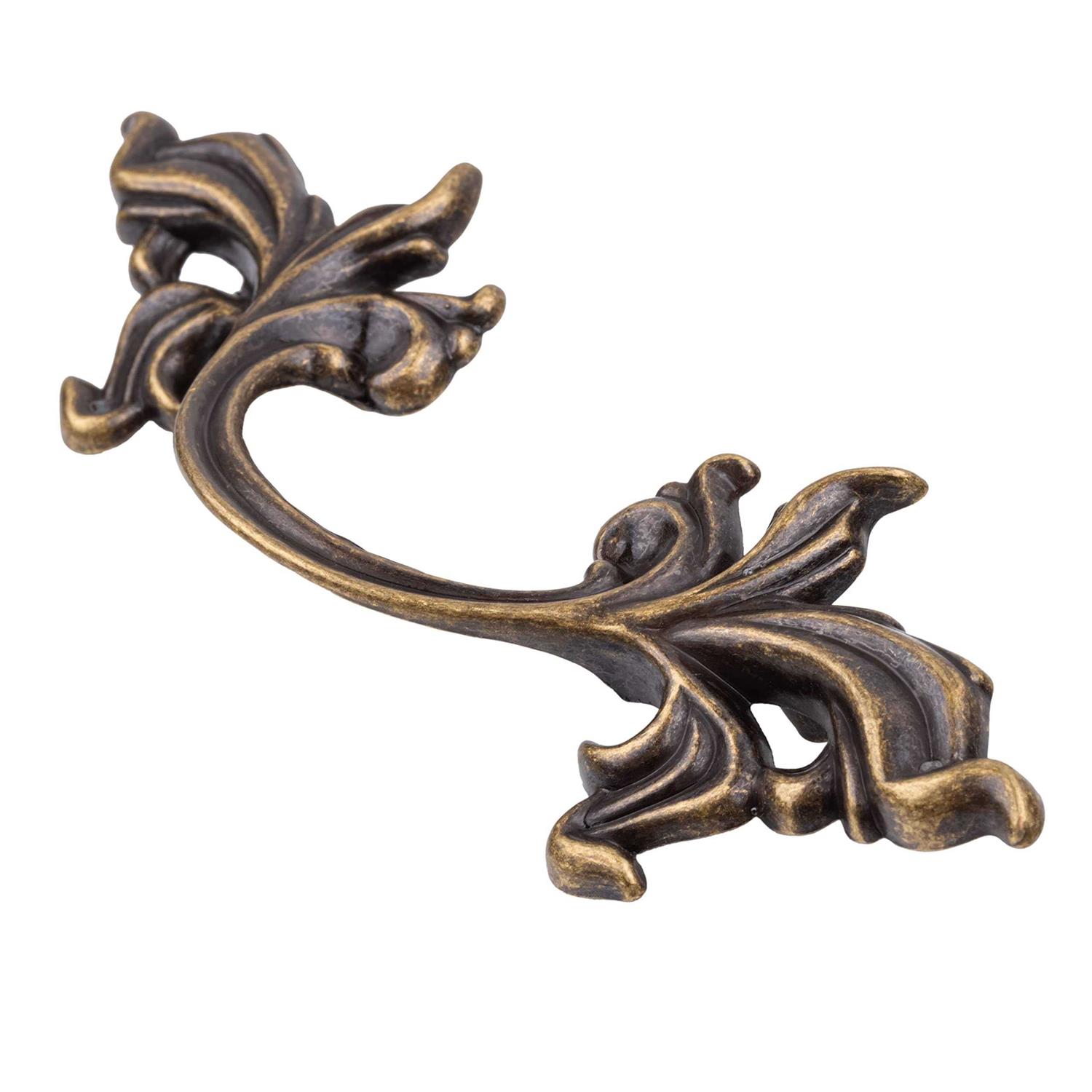 French Provincial Leaf Antique Brass Finished Drawer Pull - Zenithce