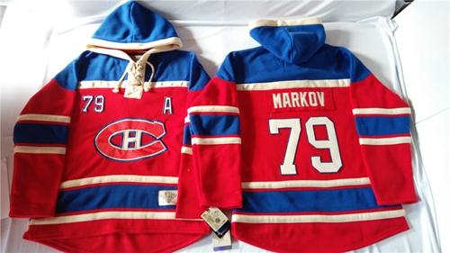 Canadiens #79 Andrei Markov Red Sawyer Hooded Sweatshirt Stitched Jersey - Zenithce