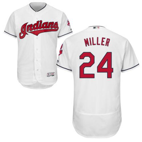 Indians #24 Andrew Miller White Flexbase Authentic Collection Stitched Jersey - Zenithce