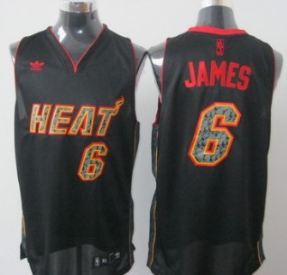 Miami Heat #6 LeBron James All Black With Orange Fashion Jersey - Zenithce