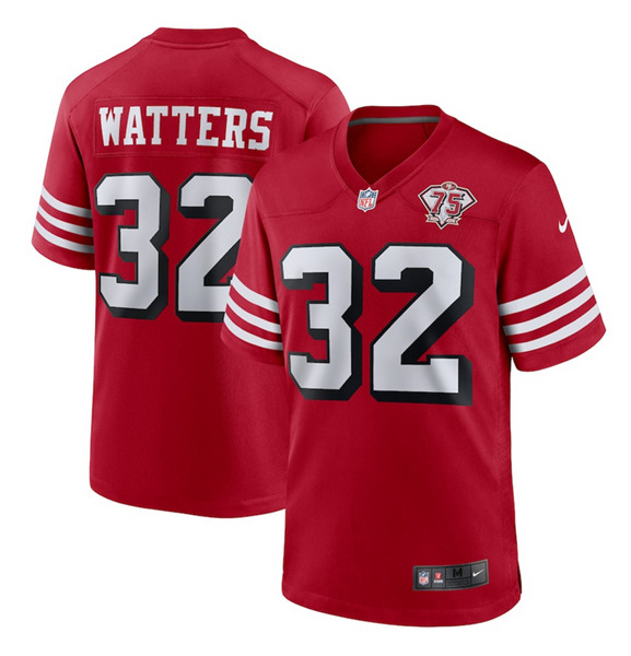San Francisco 49ers #32 Ricky Watters Red 2021 75th Anniversary Stitched Game Jersey - Zenithce