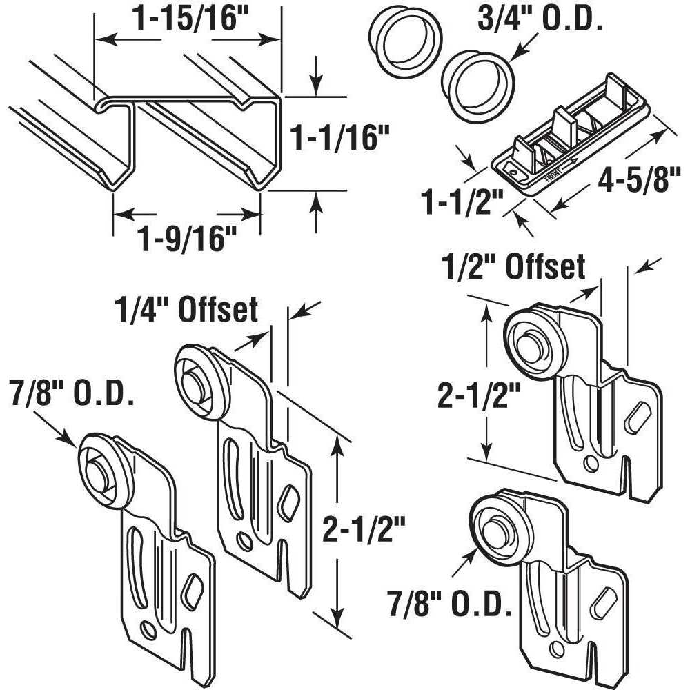 Prime-Line By-Pass Door Hardware Set Galvanized Silver Steel 161791 - Zenithce