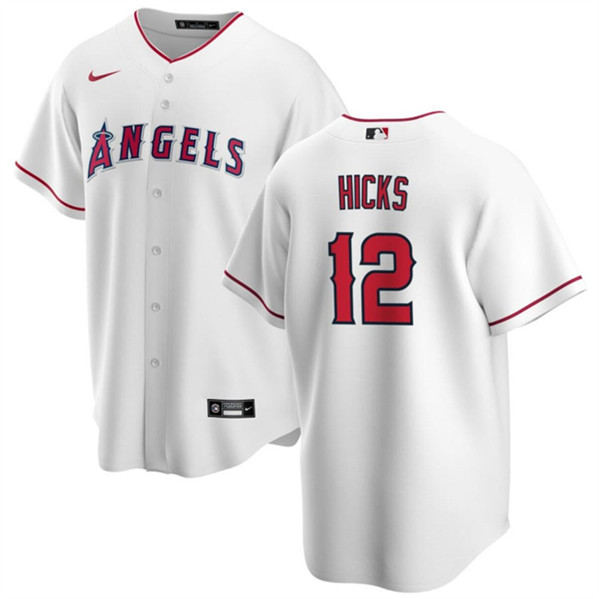 Los Angeles Angels #12 Aaron Hicks White Cool Base Stitched Jersey - Zenithce