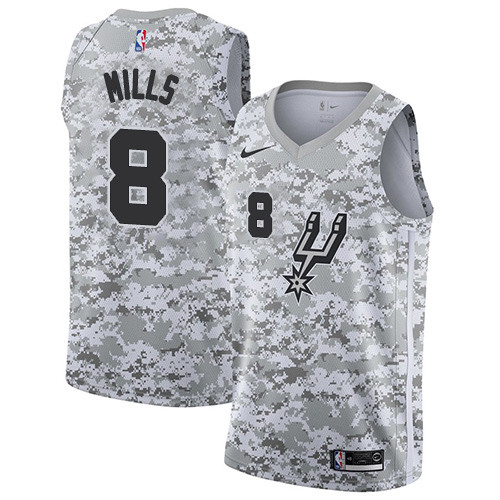 San Antonio Spurs #8 Patty Mills White Camo Swingman Earned Edition Jersey - Zenithce