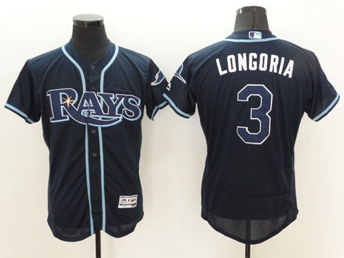 Rays #3 Evan Longoria Dark Blue Flexbase Authentic Collection Stitched Jersey - Zenithce