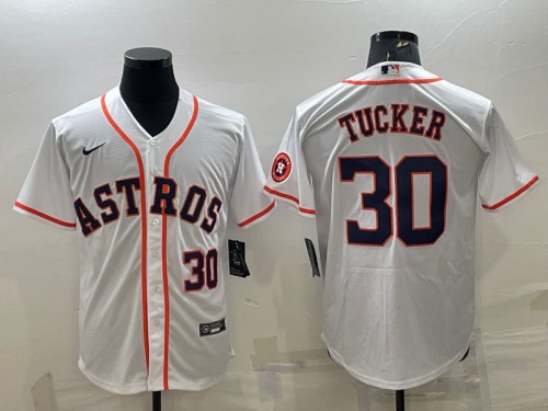 Houston Astros #30 Kyle Tucker White With Patch Cool Base Stitched Jersey - Zenithce