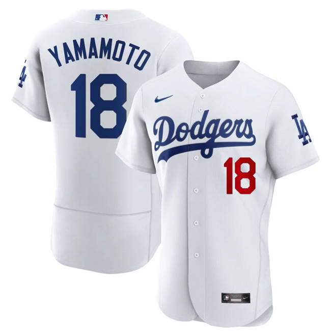 Los Angeles Dodgers #18 Yoshinobu Yamamoto White 2023 Flex Base Stitched Jersey - Zenithce