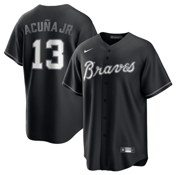 Atlanta Braves #13 Ronald Acuna Jr. Black Lights Out Limited Stitched Jersey - Zenithce