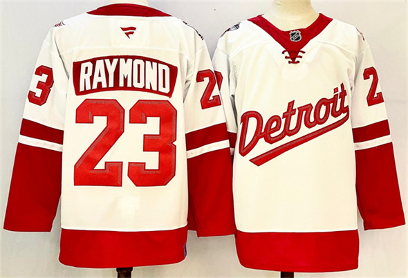 Detroit Red Wings #23 Lucas Raymond White Red 2024-25 Stitched Jersey - Zenithce