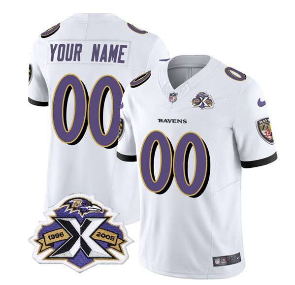 Baltimore Ravens Custom White 2023 F.U.S.E With Patch Throwback Vapor Limited Stitched Jersey - Zenithce