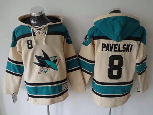 Sharks #8 Joe Pavelski Cream Sawyer Hooded Sweatshirt Stitched Jersey - Zenithce