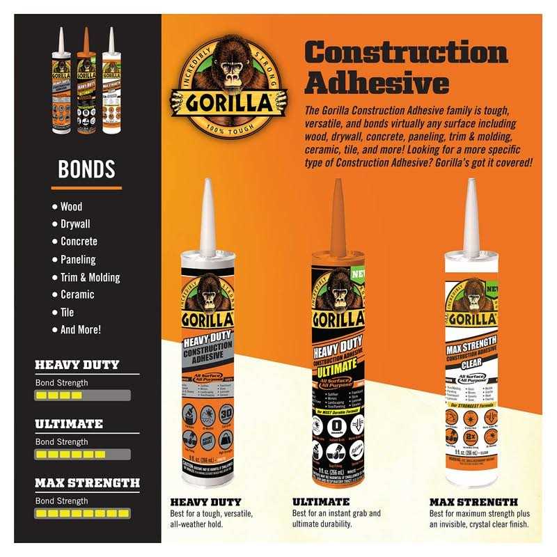 Gorilla 9 oz. Heavy Duty Construction Adhesive Ultimate - Zenithce