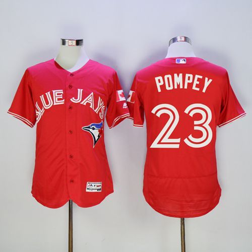 Blue Jays #23 Dalton Pompey Red Flexbase Authentic Collection Canada Day Stitched Jersey - Zenithce