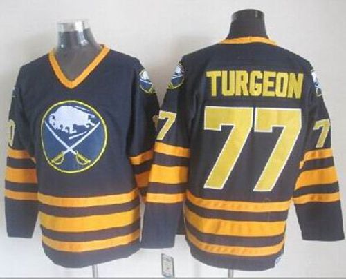 Sabres #77 Pierre Turgeon Navy Blue CCM Throwback Stitched Jersey - Zenithce