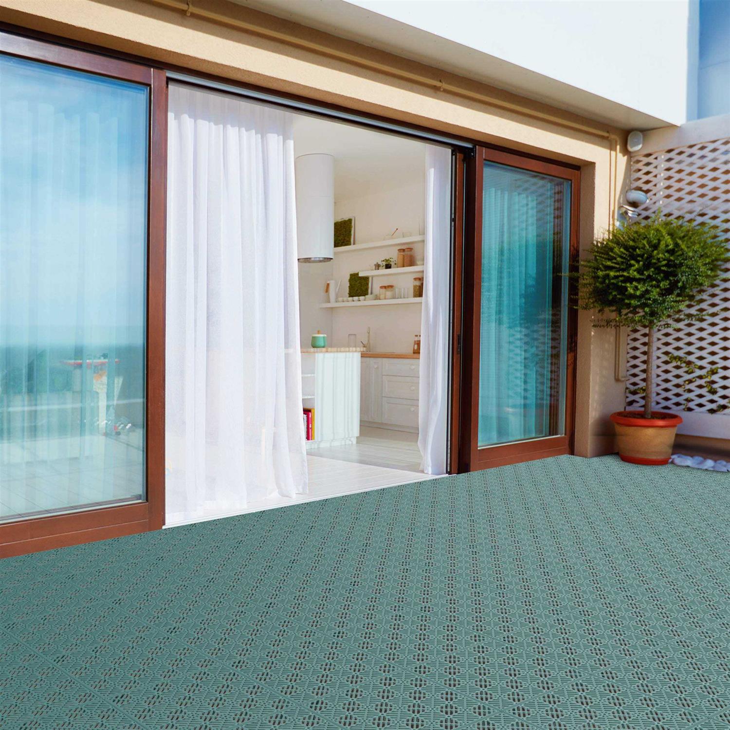 Pure Garden Patio & Deck Tiles-Interlocking Diamond Pattern Outdoor Flooring Pavers - Zenithce