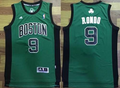 Boston Celtics #9 Rajon Rondo Green with Black Stitched adidas Revolution 30 Swingman Jersey - Zenithce