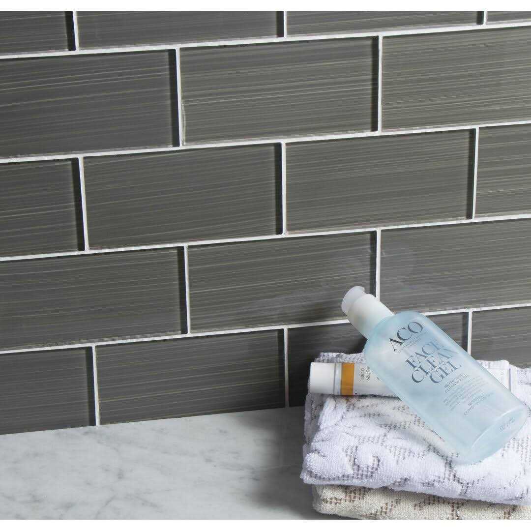 WS Tiles Hand Painted 3 in. x 6 in. Glass Subway 12 in. x 12 in. Mesh-Backed Wall Tile WST - Zenithce