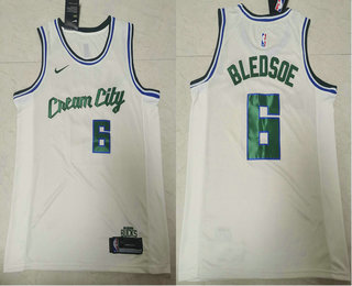 Milwaukee Bucks #6 Eric Bledsoe NEW Cream 2020 City Edition Swingman Jersey - Zenithce