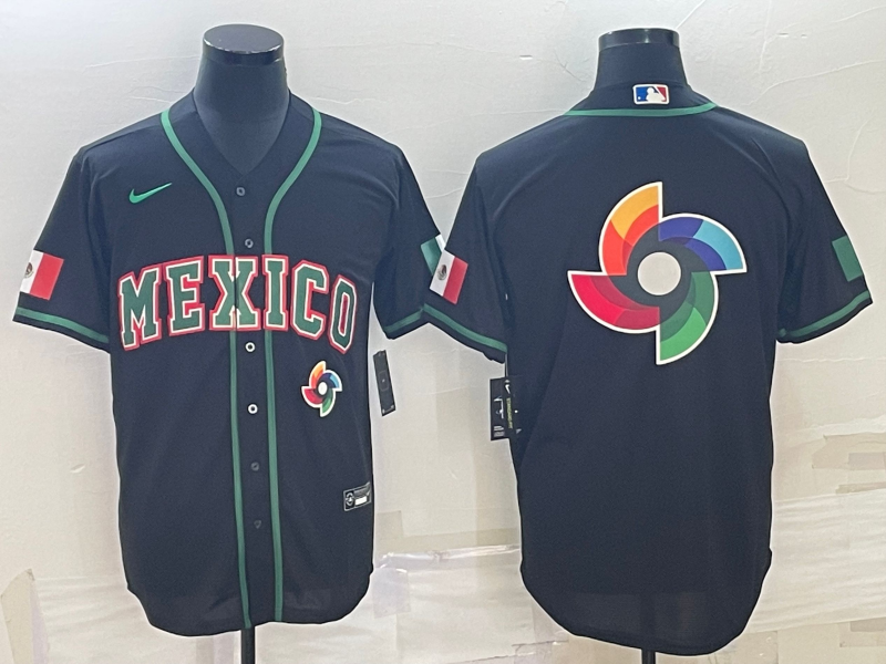 Mexico 2023 Black World Big Logo With Patch Classic Stitched Jersey - Zenithce
