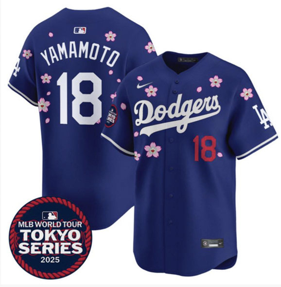 Los Angeles Dodgers #18 Yoshinobu Yamamoto Royal 2025 Tokyo Series Limited Stitched Jersey - Zenithce