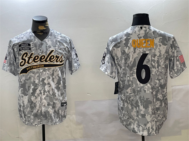 Pittsburgh Steelers #6 Patrick Queen 2024 Arctic Camo Salute To Service Stitched Jersey - Zenithce