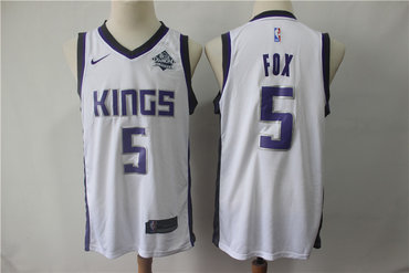 Kings 5 De'Aaron Fox White Swingman Jersey - Zenithce
