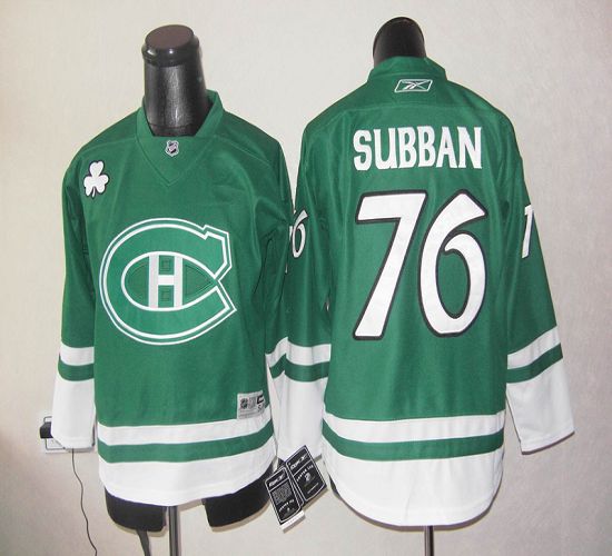 Canadiens St Patty's Day #76 PK Subban Green Stitched Jersey - Zenithce