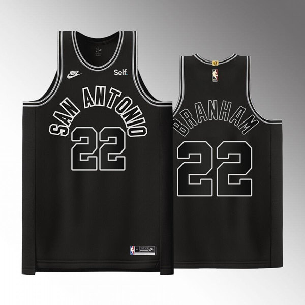 San Antonio Spurs #22 Malaki Branham Black Stitched Jersey - Zenithce