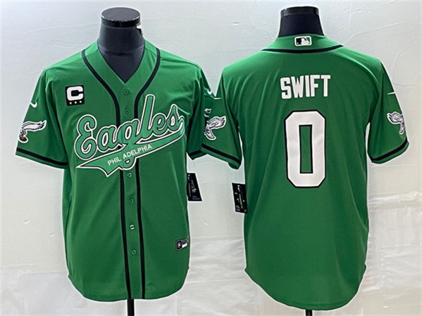 Philadelphia Eagles #0 D’andre Swift Green With C Patch Cool Base Stitched Jersey - Zenithce