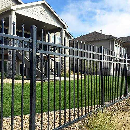 XCEL Black Steel Fence Panel Style Easy Installation Fence Kit Outdoor Fencing for Yard - Zenithce