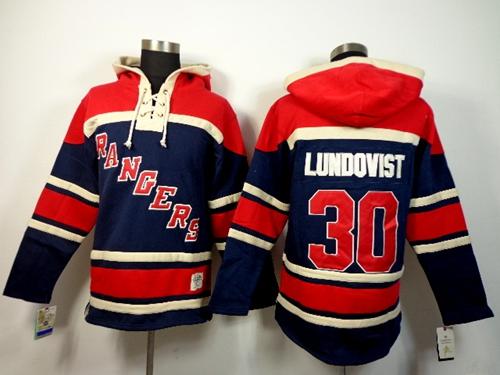 Rangers #30 Henrik Lundqvist Navy Blue Sawyer Hooded Sweatshirt Stitched Jersey - Zenithce