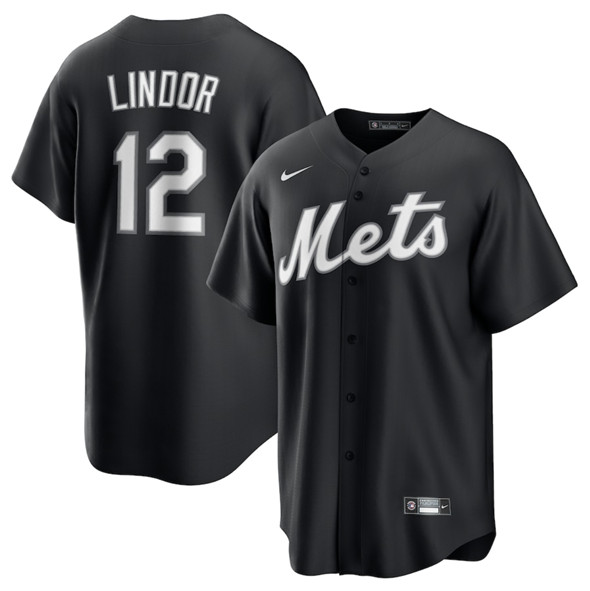 New York Mets #12 Francisco Lindor Black Lights Out Limited Stitched Jersey - Zenithce