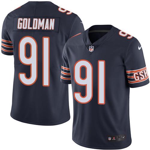 Bears #91 Eddie Goldman Navy Blue Stitched Limited Rush Nike Jersey - Zenithce