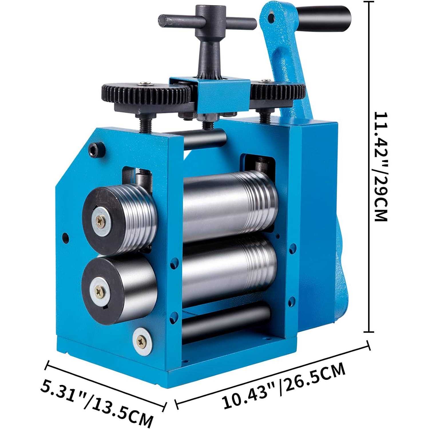 VEVOR Rolling Mills 3/76mm Jewelry Rolling Mill Machine Gear Ratio 1:2.5 Wire Roller Mill 0.1-7mm Press Thickness Manual Combination Rolling Mill SDYJ75MM3GQ2G72AHV0 - Zenithce