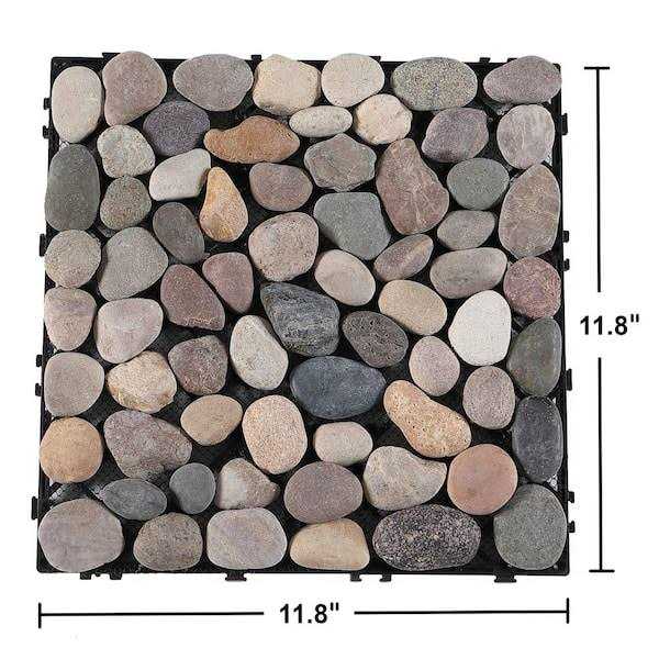 PURE ERA 1 ft. x 1 ft. Natural Real Stone Interlocking Indoor Outdoor Floor Deck Tiles - Zenithce