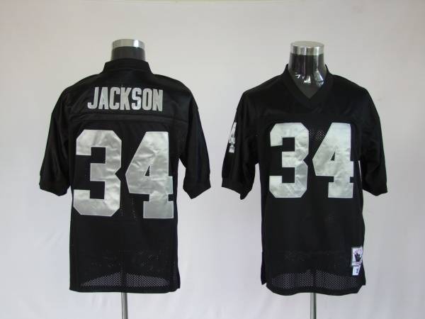 Mitchell And Ness Raiders Bo Jackson #34 Stitched Black Jersey - Zenithce