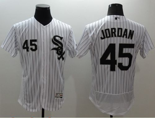 White Sox #45 Michael Jordan White(Black Strip) Flexbase Authentic Collection Stitched Jersey - Zenithce