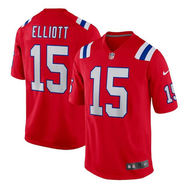New England Patriots #15 Ezekiel Elliott Red Stitched Game Jersey - Zenithce