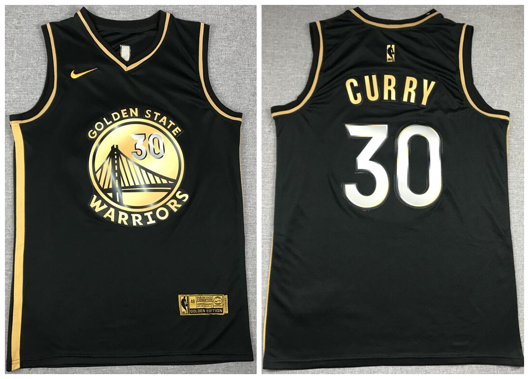 Golden State Warriors #30 Stephen Curry NEW 2020 Black Golden Edition Swingman Jersey - Zenithce
