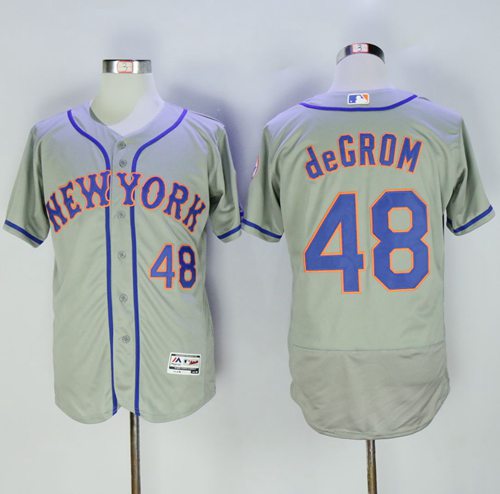 Mets #48 Jacob DeGrom Grey Flexbase Authentic Collection Stitched Jersey - Zenithce