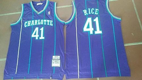 Charlotte Hornets #41 Glen Rice 1992-93 Purple Hardwood Classics Soul Swingman Throwback Jersey - Zenithce