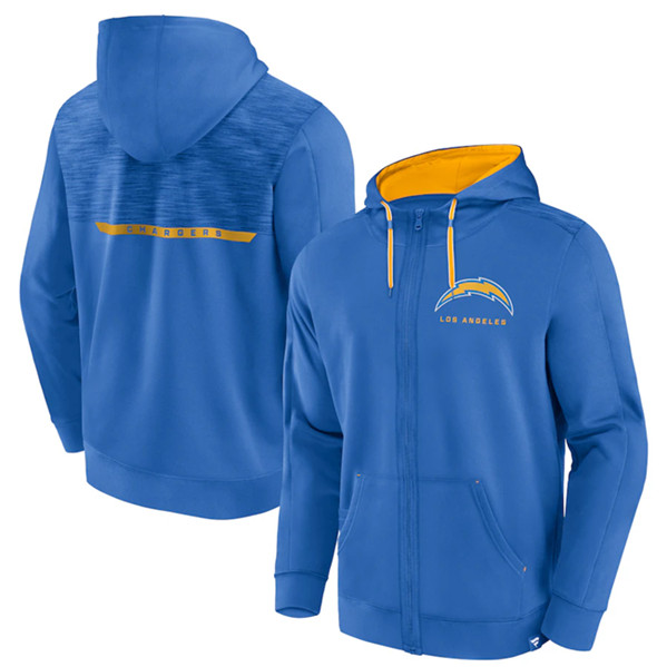 Los Angeles Chargers Blue Defender Evo Full-Zip Hoodie - Zenithce