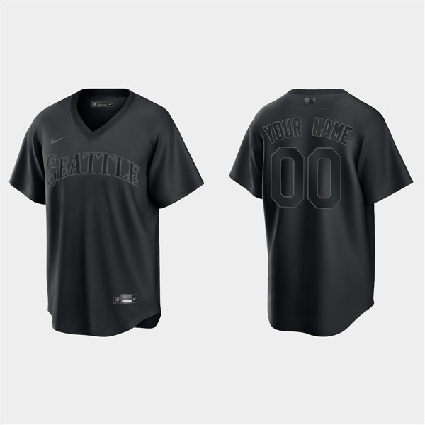Seattle Mariners Customized Custom Black Pitch Black Fashion Replica Stitched Jersey - Zenithce