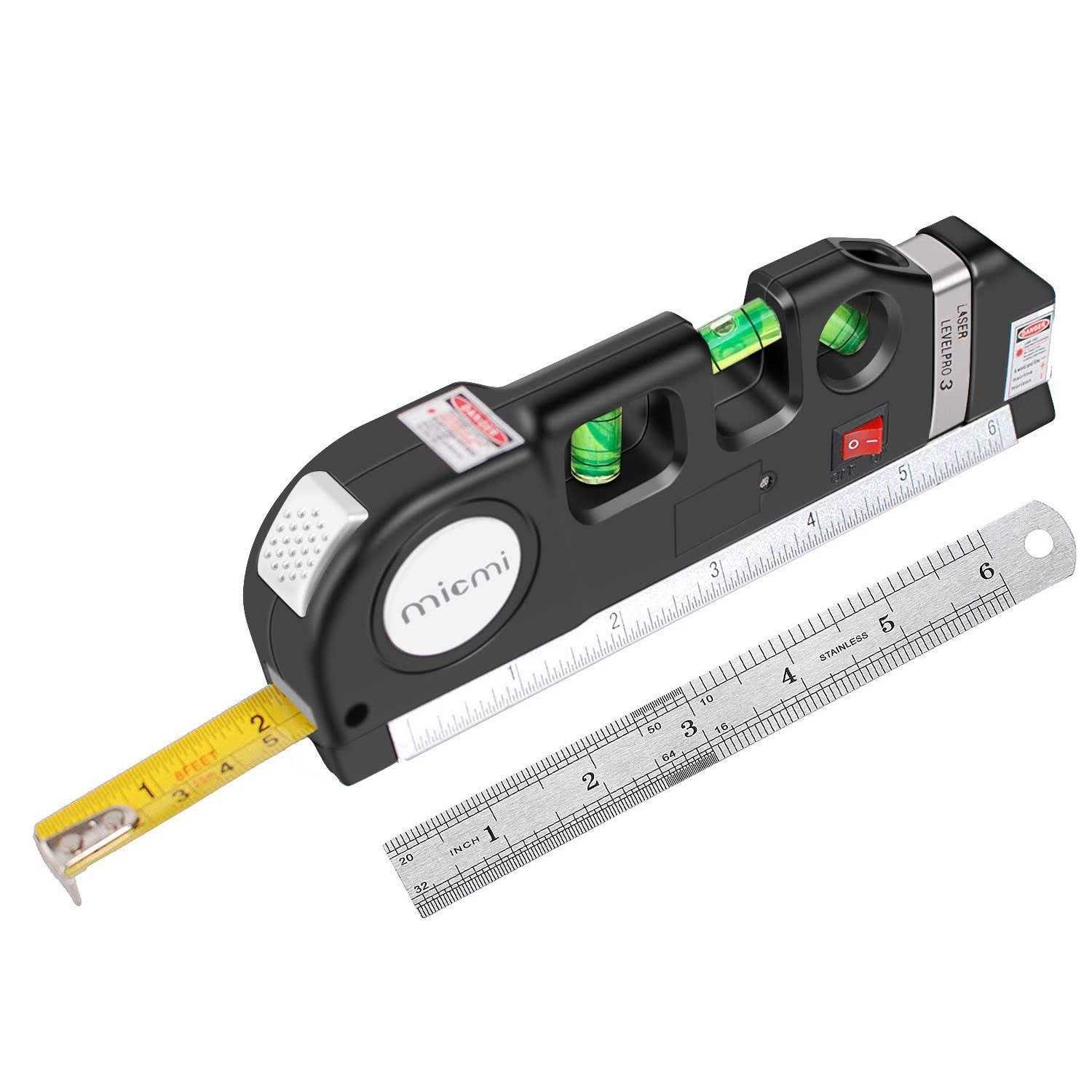 Laser Level Line Tool Multipurpose Laser Level Kit Standard Cross Line Laser Level Laser Line leveler Beam Tool with Metric Rulers 8ft/2.5M - Zenithce