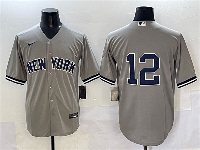 New York Yankees #12 Trent Grisham Grey Cool Base Stitched Jersey - Zenithce