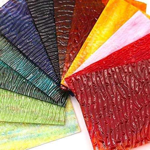Litmind 8 Sheets Stained Glass Variety Pack, 4 x 6 inch Mosaic Tiles for Crafts, Art Glass Pack Colors and Patterns - Zenithce